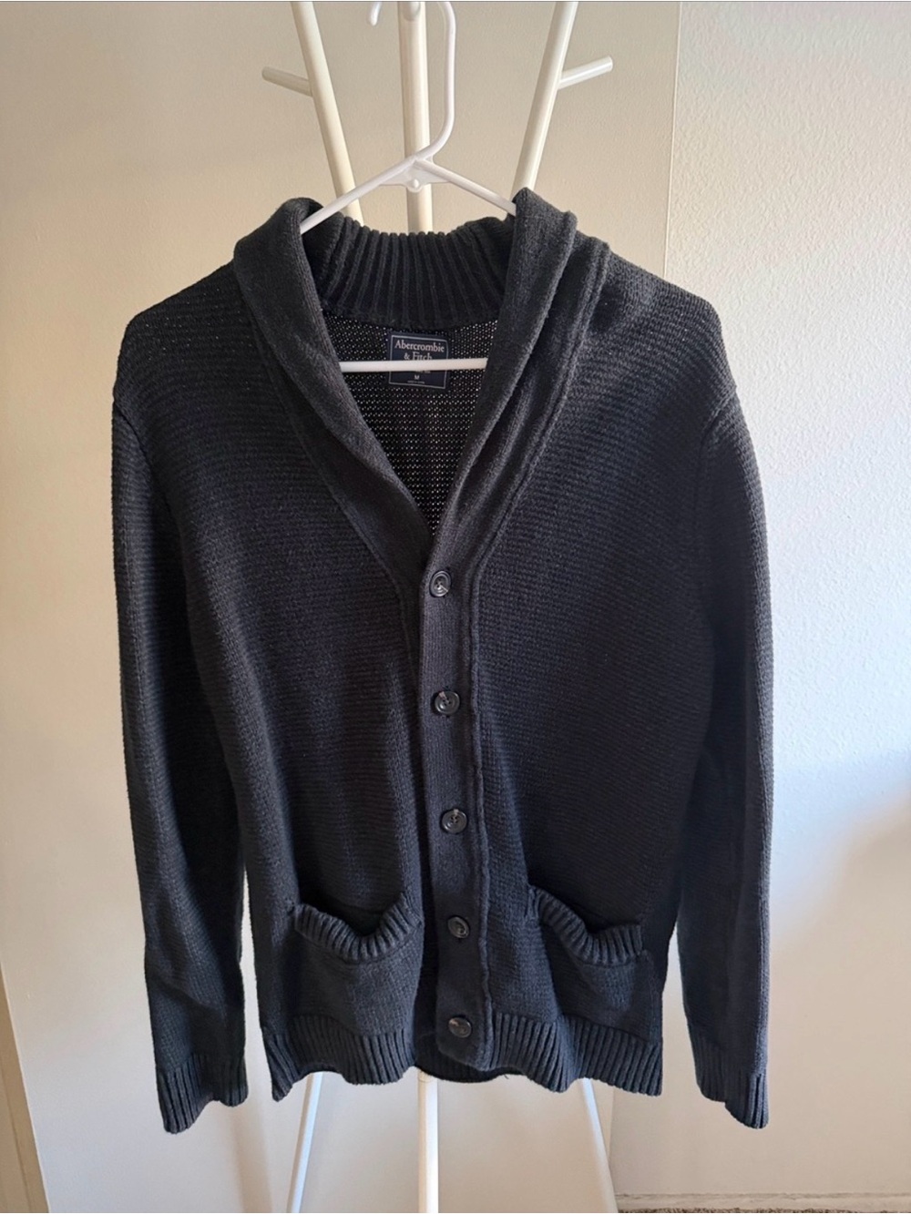 Abercrombie & Fitch Men's Shawl Collar Cardigan - Black